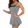 imageAmerican Trends Bathing Suit for Women Tummy Control Swim Dress One Piece Swimsuits Mesh Swimming Suit Skirt SwimwearGrey Stripe