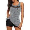 imageAmerican Trends Bathing Suit for Women Tummy Control Swim Dress One Piece Swimsuits Mesh Swimming Suit Skirt SwimwearGrey Stripe