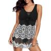imageAmerican Trends Bathing Suits Tummy Control Womens Mesh Swimdress One Piece Swimsuits for Women Athletic SwimwearBlackwhite Swimdress