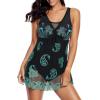 imageAmerican Trends Bathing Suits Tummy Control Womens Mesh Swimdress One Piece Swimsuits for Women Athletic SwimwearGreenfloral