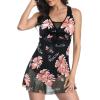 imageAmerican Trends Bathing Suits Tummy Control Womens Mesh Swimdress One Piece Swimsuits for Women Athletic SwimwearPinkfloral