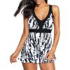 imageAmerican Trends Bathing Suits Tummy Control Womens Mesh Swimdress One Piece Swimsuits for Women Athletic SwimwearZ Black Whitefloral