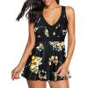 imageAmerican Trends Bathing Suits Tummy Control Womens Mesh Swimdress One Piece Swimsuits for Women Athletic SwimwearZ Floral Black