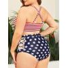 imageAmerican Trends Womens Plus Size Bikini Two Piece Swimsuits Tummy Control Bathing Suits High Waisted Bikini SwimwearAmerican Flag