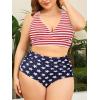 imageAmerican Trends Womens Plus Size Bikini Two Piece Swimsuits Tummy Control Bathing Suits High Waisted Bikini SwimwearAmerican Flag