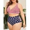 imageAmerican Trends Womens Plus Size Bikini Two Piece Swimsuits Tummy Control Bathing Suits High Waisted Bikini SwimwearAmerican Flag