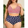 imageAmerican Trends Womens Plus Size Bikini Two Piece Swimsuits Tummy Control Bathing Suits High Waisted Bikini SwimwearAmerican Flag
