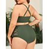imageAmerican Trends Womens Plus Size Bikini Two Piece Swimsuits Tummy Control Bathing Suits High Waisted Bikini SwimwearArmy Green