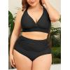 imageAmerican Trends Womens Plus Size Bikini Two Piece Swimsuits Tummy Control Bathing Suits High Waisted Bikini SwimwearBlack