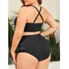 imageAmerican Trends Womens Plus Size Bikini Two Piece Swimsuits Tummy Control Bathing Suits High Waisted Bikini SwimwearBlack