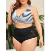 imageAmerican Trends Womens Plus Size Bikini Two Piece Swimsuits Tummy Control Bathing Suits High Waisted Bikini SwimwearBlack White Stripe