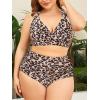 imageAmerican Trends Womens Plus Size Bikini Two Piece Swimsuits Tummy Control Bathing Suits High Waisted Bikini SwimwearLeopard Print