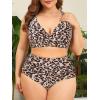 imageAmerican Trends Womens Plus Size Bikini Two Piece Swimsuits Tummy Control Bathing Suits High Waisted Bikini SwimwearLeopard Print