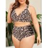 imageAmerican Trends Womens Plus Size Bikini Two Piece Swimsuits Tummy Control Bathing Suits High Waisted Bikini SwimwearLeopard Print