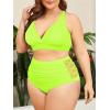 imageAmerican Trends Womens Plus Size Bikini Two Piece Swimsuits Tummy Control Bathing Suits High Waisted Bikini SwimwearNeon Yellow