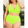 imageAmerican Trends Womens Plus Size Bikini Two Piece Swimsuits Tummy Control Bathing Suits High Waisted Bikini SwimwearNeon Yellow