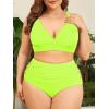 imageAmerican Trends Womens Plus Size Bikini Two Piece Swimsuits Tummy Control Bathing Suits High Waisted Bikini SwimwearNeon Yellow