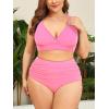 imageAmerican Trends Womens Plus Size Bikini Two Piece Swimsuits Tummy Control Bathing Suits High Waisted Bikini SwimwearPink