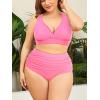 imageAmerican Trends Womens Plus Size Bikini Two Piece Swimsuits Tummy Control Bathing Suits High Waisted Bikini SwimwearPink