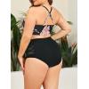 imageAmerican Trends Womens Plus Size Bikini Two Piece Swimsuits Tummy Control Bathing Suits High Waisted Bikini SwimwearPink Flower