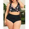 imageAmerican Trends Womens Plus Size Bikini Two Piece Swimsuits Tummy Control Bathing Suits High Waisted Bikini SwimwearPink Flower