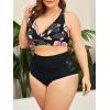 imageAmerican Trends Womens Plus Size Bikini Two Piece Swimsuits Tummy Control Bathing Suits High Waisted Bikini SwimwearPink Flower