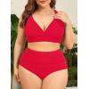 imageAmerican Trends Womens Plus Size Bikini Two Piece Swimsuits Tummy Control Bathing Suits High Waisted Bikini SwimwearRed