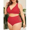 imageAmerican Trends Womens Plus Size Bikini Two Piece Swimsuits Tummy Control Bathing Suits High Waisted Bikini SwimwearRed