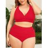 imageAmerican Trends Womens Plus Size Bikini Two Piece Swimsuits Tummy Control Bathing Suits High Waisted Bikini SwimwearRed