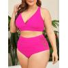imageAmerican Trends Womens Plus Size Bikini Two Piece Swimsuits Tummy Control Bathing Suits High Waisted Bikini SwimwearRose Red