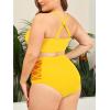 imageAmerican Trends Womens Plus Size Bikini Two Piece Swimsuits Tummy Control Bathing Suits High Waisted Bikini SwimwearYellow