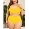 imageAmerican Trends Womens Plus Size Bikini Two Piece Swimsuits Tummy Control Bathing Suits High Waisted Bikini SwimwearYellow