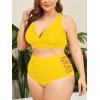 imageAmerican Trends Womens Plus Size Bikini Two Piece Swimsuits Tummy Control Bathing Suits High Waisted Bikini SwimwearYellow