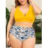 imageAmerican Trends Womens Plus Size Bikini Two Piece Swimsuits Tummy Control Bathing Suits High Waisted Bikini SwimwearYellow Print