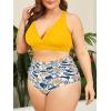imageAmerican Trends Womens Plus Size Bikini Two Piece Swimsuits Tummy Control Bathing Suits High Waisted Bikini SwimwearYellow Print
