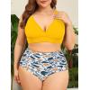 imageAmerican Trends Womens Plus Size Bikini Two Piece Swimsuits Tummy Control Bathing Suits High Waisted Bikini SwimwearYellow Print