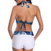 imageWomens Sporty Two Piece Swimsuits Halter Push Up Bathing Suits Athletic Swimwear for Women02 Floral Blue