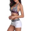 imageWomens Sporty Two Piece Swimsuits Halter Push Up Bathing Suits Athletic Swimwear for Women02 Flower Printed