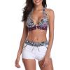 imageWomens Sporty Two Piece Swimsuits Halter Push Up Bathing Suits Athletic Swimwear for Women02 Flower Printed