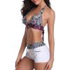imageWomens Sporty Two Piece Swimsuits Halter Push Up Bathing Suits Athletic Swimwear for Women02 Flower Printed