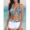 imageWomens Sporty Two Piece Swimsuits Halter Push Up Bathing Suits Athletic Swimwear for Women02 Leaf Print