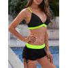 imageWomens Sporty Two Piece Swimsuits Halter Push Up Bathing Suits Athletic Swimwear for Women03 Black  Green