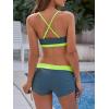 imageWomens Sporty Two Piece Swimsuits Halter Push Up Bathing Suits Athletic Swimwear for Women03 Grey  Yellow
