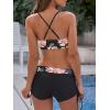 imageWomens Sporty Two Piece Swimsuits Halter Push Up Bathing Suits Athletic Swimwear for Women03 Pink Floral Print