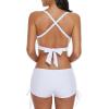 imageWomens Sporty Two Piece Swimsuits Halter Push Up Bathing Suits Athletic Swimwear for Women03 White