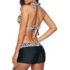 imageWomens Sporty Two Piece Swimsuits Halter Push Up Bathing Suits Athletic Swimwear for WomenBlack  White Stripe