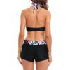 imageWomens Sporty Two Piece Swimsuits Halter Push Up Bathing Suits Athletic Swimwear for WomenBlack Pink