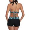 imageWomens Sporty Two Piece Swimsuits Halter Push Up Bathing Suits Athletic Swimwear for WomenBlue Black Stripe