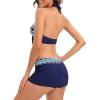 imageWomens Sporty Two Piece Swimsuits Halter Push Up Bathing Suits Athletic Swimwear for WomenBlue Geometric