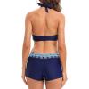 imageWomens Sporty Two Piece Swimsuits Halter Push Up Bathing Suits Athletic Swimwear for WomenBlue Geometric